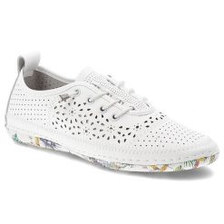 Półbuty damskie Artiker, cholewka ze skóry naturalnej licowej z ażurową perforacją na wiązanie, białe, 58C0378. Białe półbuty damskie Artiker, w ażurowe wzory, ze skóry, klasyczne, bez obcasa. Za 199.00 zł.