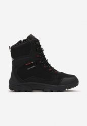 Czarno-Czerwone Botki za Kostkę z Protektorem Hlimena. Czarne buty zimowe męskie Born2be, za kostkę, bez zapięcia. Za 199.99 zł.