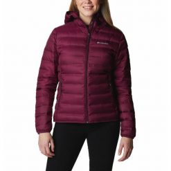 Kurtka turystyczna puchowa damska Columbia Lake 22 Down Hooded Jkt. Czerwone kurtki damskie Columbia, s, bez wzorów, z puchu, bez kaptura. Za 610.99 zł.