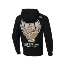 Bluza męska Pitbull z kapturem Keep Rolling. Czarne bluzy sportowe męskie PITBULL, bez wzorów, sportowe, bez kołnierzyka, bez ramiączek. W wyprzedaży za 239.00 zł.
