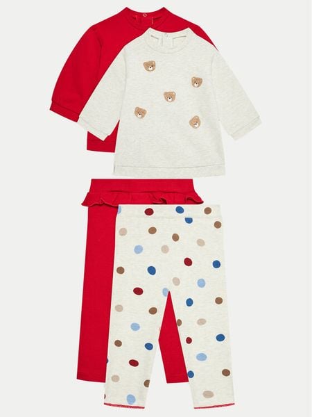 Mayoral Komplet bluza i legginsy 2786 Czerwony Regular Fit. Czerwone bluzy i bluzki niemowlęce Mayoral, bez wzorów, z bawełny, bez ramiączek, bez kaptura. Za 129.99 zł.