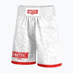 Spodenki bokserskie męskie Octagon Polska Biało Czerwony. Białe szorty męskie OCTAGON, bez kołnierzyka. Za 149.99 zł.
