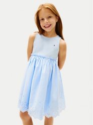 Tommy Hilfiger Sukienka letnia KG0KG09148 Niebieski jasny Regular Fit. Niebieskie sukienki dziewczęce Tommy Hilfiger, na lato, bez wzorów, z bawełny, bez ramiączek. Za 309.99 zł.