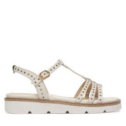 Sandały Tamaris. Białe sandały damskie Tamaris, bez wzorów, bez obcasa, na płaskiej podeszwie. Za 369.99 zł.