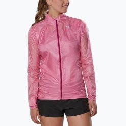 Kurtka do biegania damska Mizuno Aero. Czerwone kurtki do biegania damskie Mizuno, bez wzorów, bez kaptura. Za 209.99 zł.
