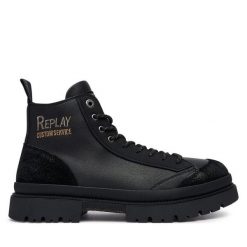 Trapery REPLAY. Czarne buty zimowe męskie Replay, bez zapięcia. Za 594.99 zł.