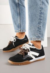 Czarno-Białe Sneakersy Klasyczne Tenisówki z Dodatkowym Sznurowaniem Nilarisea. Czarne trampki i tenisówki damskie Born2be, bez wzorów, z jeansu. Za 89.99 zł.