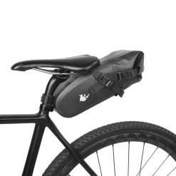 Wodoodporna torba na siodełko rowerowe 4L do MTB. Czarne torebki klasyczne damskie RHINOWALK, bez wzorów, z materiału, duże, bez dodatków. Za 145.61 zł.
