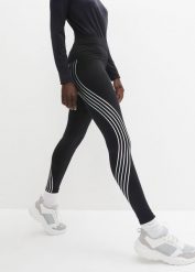 Legginsy ocieplane z odblaskowymi elementami, dł. przed kostkę. Czarne legginsy damskie bonprix, bez wzorów. Za 129.99 zł.