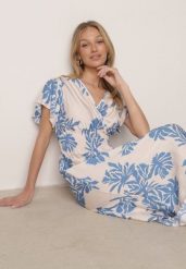 Niebieska Wiskozowa Sukienka o Rozkloszowanym Kroju z Kopertowym Dekoltem Morgassa. Niebieskie sukienki damskie Born2be, na co dzień, na lato, l, bez wzorów, z materiału, casualowe, bez kołnierzyka, bez ramiączek, midi, kopertowe. Za 79.99 zł.