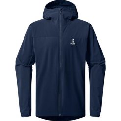 Kurtka przeciwdeszczowa męska Move Softshell Hood. Niebieskie kurtki męskie Haglöfs, m, bez wzorów, z softshellu, bez kaptura. Za 900.00 zł.
