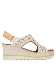 Pikolinos Sandały Aguadulce W3Z-1623C1 Biały. Białe sandały damskie Pikolinos, bez wzorów, ze skóry, bez obcasa, na koturnie. Za 599.99 zł.