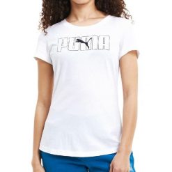 Koszulka sportowa damska Puma Rebel Graphic Tee. Białe bluzki sportowe damskie Puma, s, bez wzorów, bez ramiączek. Za 60.66 zł.