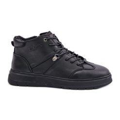 Skórzane Ocieplane Botki Sneakersy Męskie Lee Cooper LCJ-24-33-2913 Czarne. Czarne buty zimowe męskie na zimę, ze skóry, bez zapięcia. Za 353.35 zł.