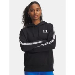 Bluza Under Armour Icon Fleece Taped Hoody. Czarne bluzy bez kaptura damskie Under Armour, bez wzorów, bez ramiączek, bez kaptura. Za 179.99 zł.