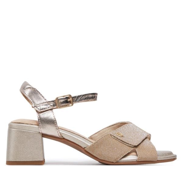 Sandały Tamaris. Brązowe sandały damskie Tamaris, bez wzorów, bez obcasa, na słupku. Za 369.99 zł.