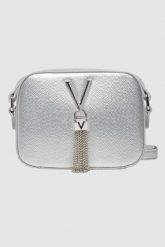 VALENTINO Srebrna torebka Divina Camera Bag SS26. Szare torebki klasyczne damskie Valentino by Mario Valentino, bez wzorów, małe, bez dodatków. W wyprzedaży za 171.99 zł.