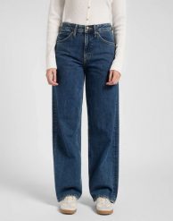 DAMSKIE SPODNIE LEE RIDER LOOSE SHARP POINT 112370843. Spodnie materiałowe damskie Lee, bez wzorów, z jeansu. Za 219.99 zł.