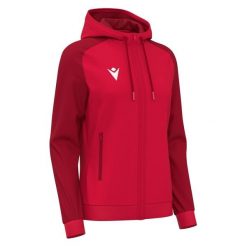Damska bluza z kapturem full zip Macron Atlas. Czerwone bluzy sportowe damskie Macron, bez wzorów, bez ramiączek, z kapturem. Za 270.00 zł.