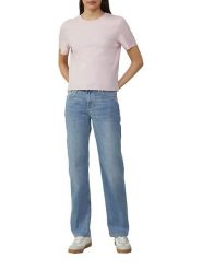 S.Oliver Koszulka w kolorze jasnoróżowym rozmiar: 42. Różowe bluzki damskie S.Oliver, s, bez wzorów, z bawełny, bez kołnierzyka, bez ramiączek. Za 43.99 zł.