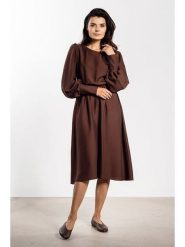 Awama Sukienka w kolorze brązowym rozmiar: L. Brązowe sukienki damskie Awama, l, bez wzorów, bez kołnierzyka, bez ramiączek, midi. Za 159.99 zł.