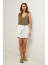 Fleur de Lin Bluzka w kolorze khaki rozmiar: XXL. Brązowe bluzki damskie Fleur de Lin, xxl, bez wzorów, ze lnu, bez kołnierzyka, bez ramiączek. Za 179.95 zł.