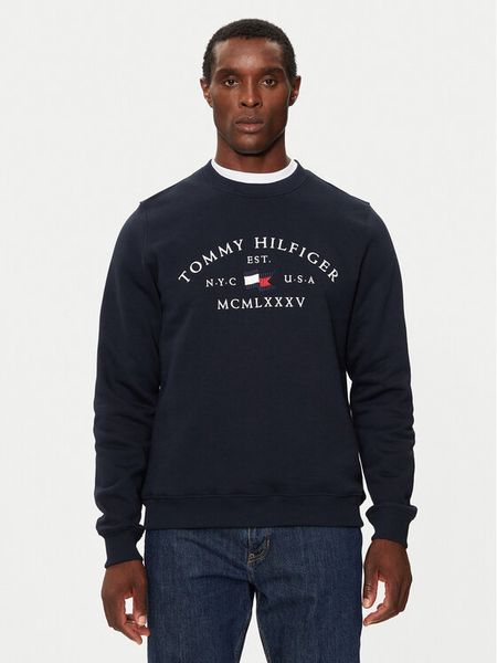 Tommy Hilfiger Bluza MW0MW35526 Granatowy Regular Fit. Niebieskie bluzy bez kaptura męskie Tommy Hilfiger, m, z bawełny. Za 449.99 zł.