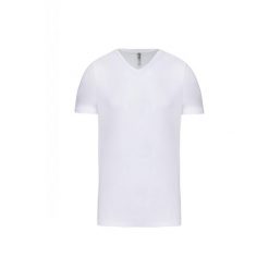 T-shirt z dekoltem w kształcie litery V Kariban. Białe t-shirty męskie KARIBAN, l, bez wzorów, z bawełny, bez kołnierzyka. Za 112.00 zł.