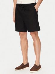 Tommy Hilfiger Szorty materiałowe Dover MW0MW44354 Czarny Regular Fit. Czarne szorty męskie Tommy Hilfiger, ze lnu, bez kołnierzyka. Za 409.99 zł.