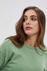 Bluza z dekoltem na plecach oliwkowa. Zielone bluzy bez kaptura damskie MOODO, xl, z bawełny. W wyprzedaży za 49.99 zł.