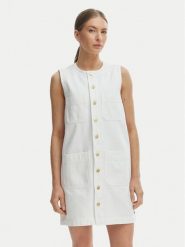 Tommy Hilfiger Sukienka codzienna WW0WW48584 Biały Regular Fit. Białe sukienki damskie Tommy Hilfiger, na co dzień, bez wzorów, z bawełny, bez kołnierzyka, bez ramiączek, proste. Za 649.99 zł.