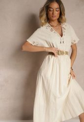 Beżowa Bawełniana Sukienka w Stylu Boho z Kieszonkami Orrane. Brązowe sukienki damskie Renee, na lato, l, bez wzorów, z bawełny, boho, bez kołnierzyka, bez ramiączek, maxi. W wyprzedaży za 118.99 zł.