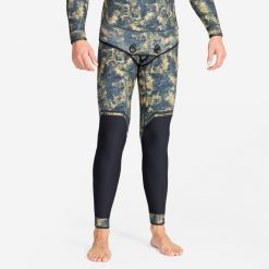 Spodnie do łowiectwa podwodnego męskie Subea SPF 900+ camo z neoprenu 5 mm. Zielone spodnie materiałowe męskie SUBEA, bez wzorów, z neoprenu, sportowe. Za 479.99 zł.