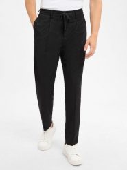 Selected spodnie plisowane - Leroy Mężczyźni Sztuczne włókno czarny, S. Czarne spodnie materiałowe męskie Selected, bez wzorów, z wiskozy, eleganckie. Za 179.95 zł.