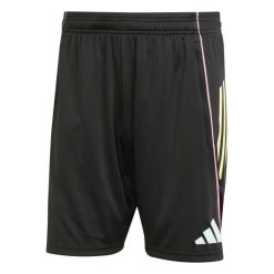 Szorty treningowe Juventus Turyn 2025/26. Czarne szorty męskie Adidas, bez kołnierzyka. W wyprzedaży za 176.50 zł.