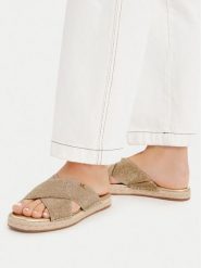 MICHAEL Michael Kors Klapki Kenzie 40S6KZFS3D Złoty. Żółte klapki damskie MICHAEL Michael Kors, bez wzorów, bez obcasa. Za 529.99 zł.