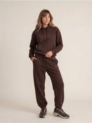 Spodnie dresowe jogger z haftem - brązowy. Brązowe spodnie sportowe damskie Sinsay, l, z dresówki. Za 39.99 zł.