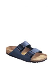 Birkenstock Klapki "Arizona" w kolorze granatowym rozmiar: 45. Niebieskie klapki damskie Birkenstock, bez wzorów, bez obcasa. Za 330.20 zł.