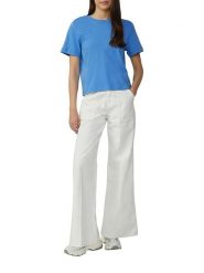 S.Oliver Koszulka w kolorze niebieskim rozmiar: 34. Niebieskie bluzki damskie S.Oliver, s, bez wzorów, z bawełny, bez kołnierzyka, bez ramiączek. Za 43.99 zł.