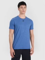 4F Koszulka treningowa szybkoschnąca męska - turkusowa 3XL. Niebieskie t-shirty sportowe męskie 4f, m, z elastanu, bez ramiączek, na fitness i siłownię. Za 99.99 zł.