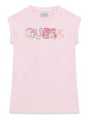 Guess Sukienka codzienna K6GK10 KAE24 Różowy jasny Regular Fit. Czerwone sukienki niemowlęce Guess, z aplikacjami, z bawełny, bez ramiączek. Za 154.99 zł.