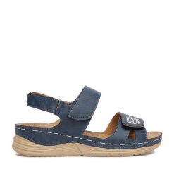 Sandały Go Soft. Niebieskie sandały damskie GO SOFT, bez wzorów, bez obcasa, na płaskiej podeszwie. Za 99.99 zł.