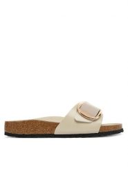 Birkenstock Klapki Madrid Big Buckle Hex 1031823 Écru. Klapki damskie Birkenstock, bez wzorów, ze skóry, bez obcasa. Za 629.99 zł.