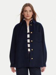 Tommy Hilfiger Płaszcz wełniany WW0WW46558 Granatowy Relaxed Fit. Niebieskie płaszcze damskie Tommy Hilfiger, na zimę, bez wzorów, z syntetyku. Za 899.99 zł.