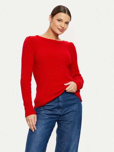 Morgan Sweter 242-MUNCH Czerwony Regular Fit. Czerwone swetry klasyczne damskie Morgan, s, z syntetyku, bez kołnierzyka. Za 279.99 zł.