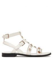 Guess Sandały FLJYZZ PEL03 Biały. Białe sandały damskie Guess, z aplikacjami, ze skóry, bez obcasa, na płaskiej podeszwie. Za 549.99 zł.