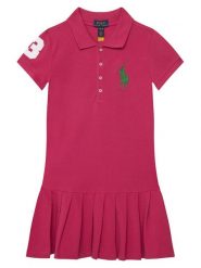 Polo Ralph Lauren Sukienka codzienna 313A95975001 Różowy Regular Fit. Czerwone sukienki dziewczęce Polo Ralph Lauren, bez wzorów, z bawełny, bez ramiączek. Za 549.99 zł.