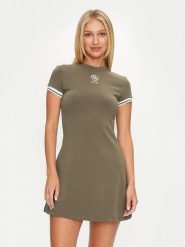 Guess Sukienka codzienna Elea V4YK00 KCDN0 Khaki Regular Fit. Brązowe sukienki damskie Guess, na co dzień, l, z aplikacjami, z wiskozy, bez kołnierzyka, bez ramiączek, proste. Za 219.99 zł.