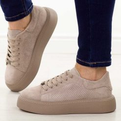 Taupe skórzane półbuty damskie Filippo Dp7502/26. Brązowe półbuty damskie Filippo, bez wzorów, z jeansu, eleganckie, bez obcasa, na platformie. Za 249.00 zł.