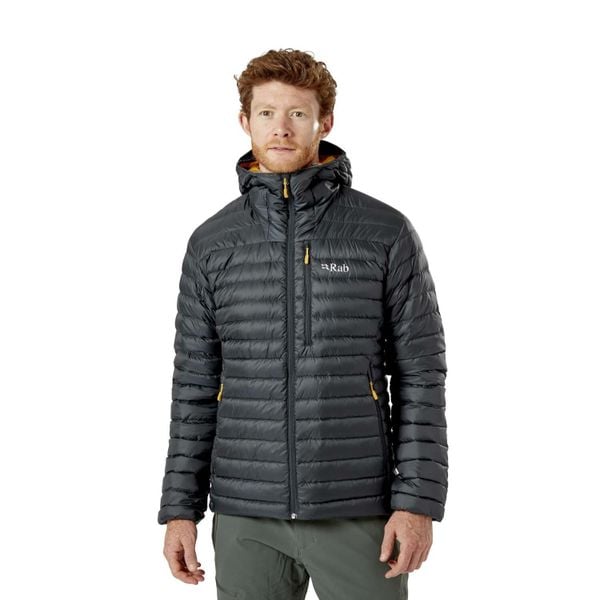 Kurtka puchowa męska Rab Microlight Alpine Jacket z kapturem. Żółte kurtki męskie RAB, m, bez wzorów, z puchu, sportowe, z kapturem. Za 1,099.99 zł.